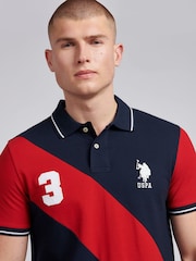 U.S. Polo Assn. Blue Mens Sash Pique 100% Cotton Polo Shirt - Image 4 of 7