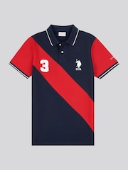 U.S. Polo Assn. Blue Mens Sash Pique 100% Cotton Polo Shirt - Image 5 of 7