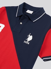 U.S. Polo Assn. Blue Mens Sash Pique 100% Cotton Polo Shirt - Image 7 of 7