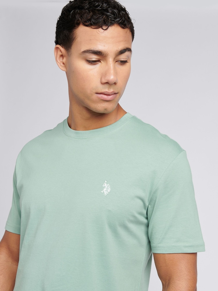 Светло-зеленый - U.S. Polo Assn. Mens Regular Fit Double Horsemen 100% Cotton T-Shirt - Image 2 of 7