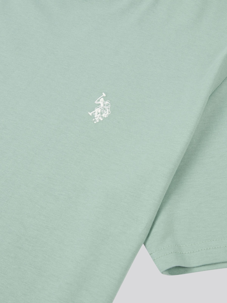 Светло-зеленый - U.S. Polo Assn. Mens Regular Fit Double Horsemen 100% Cotton T-Shirt - Image 7 of 7