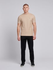 U.S. Polo Assn Natural Mens Vertical Texture 100% Cotton T-Shirt - Image 3 of 7