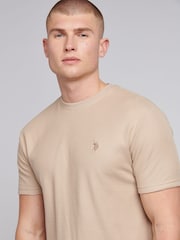 U.S. Polo Assn Natural Mens Vertical Texture 100% Cotton T-Shirt - Image 4 of 7