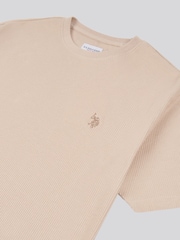 U.S. Polo Assn Natural Mens Vertical Texture 100% Cotton T-Shirt - Image 7 of 7