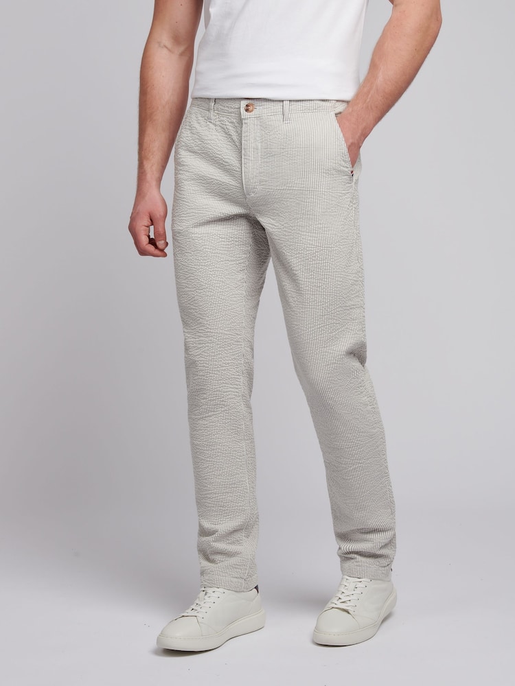 U.S. Polo Assn. Grey Mens Seersucker Woven 100% Cotton Trousers - Image 1 of 8