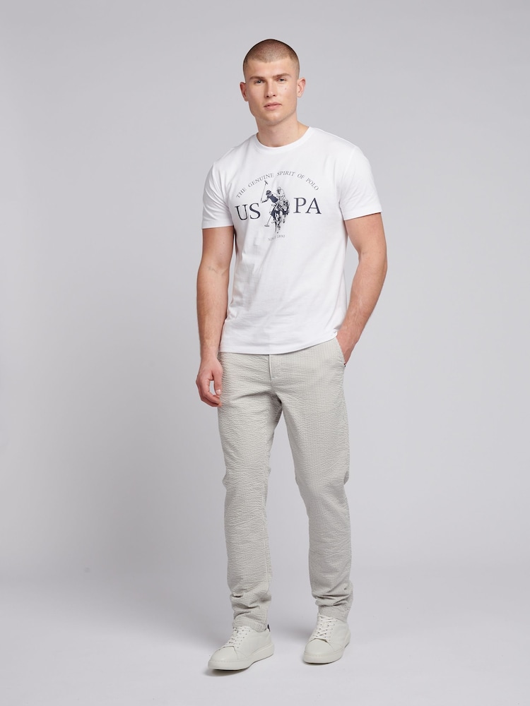 U.S. Polo Assn. Grey Mens Seersucker Woven 100% Cotton Trousers - Image 2 of 8