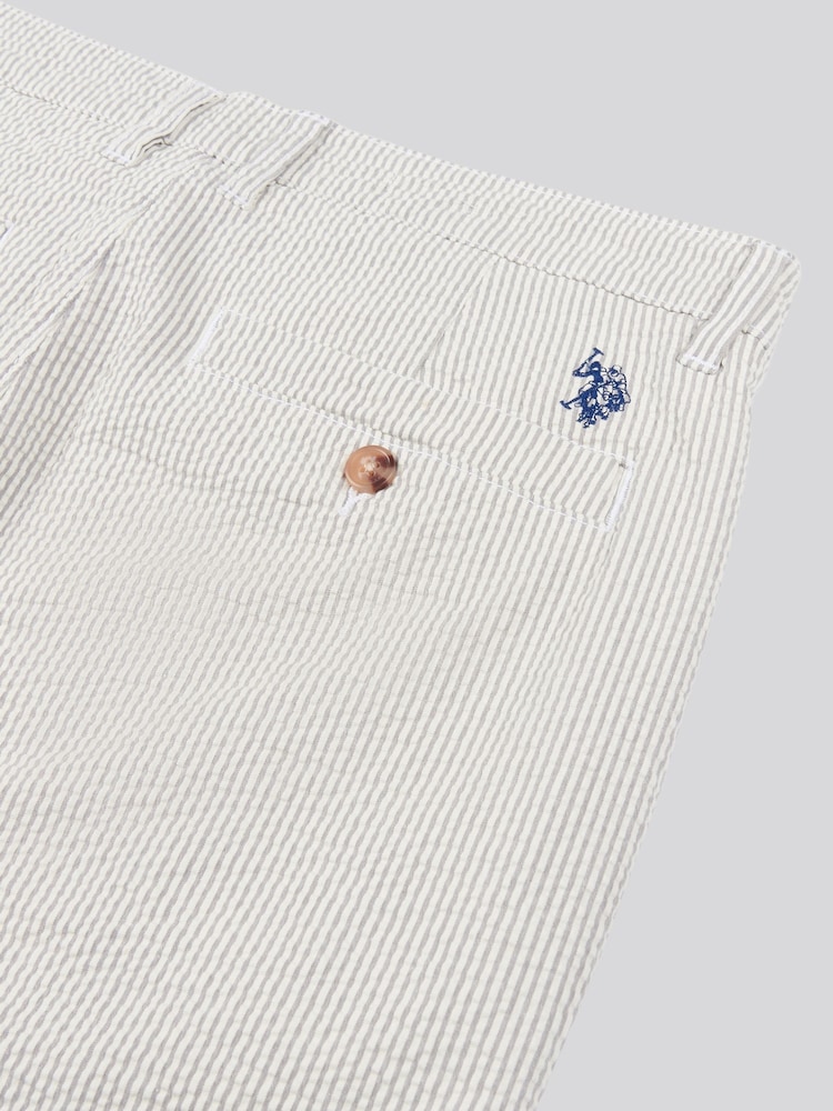 U.S. Polo Assn. Grey Mens Seersucker Woven 100% Cotton Trousers - Image 8 of 8