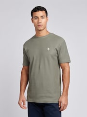 U.S. Polo Assn Green Mens Vertical Texture 100% Cotton T-Shirt - Image 1 of 8