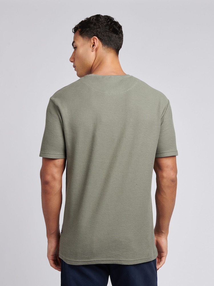 U.S. Polo Assn Green Mens Vertical Texture 100% Cotton T-Shirt - Image 4 of 8