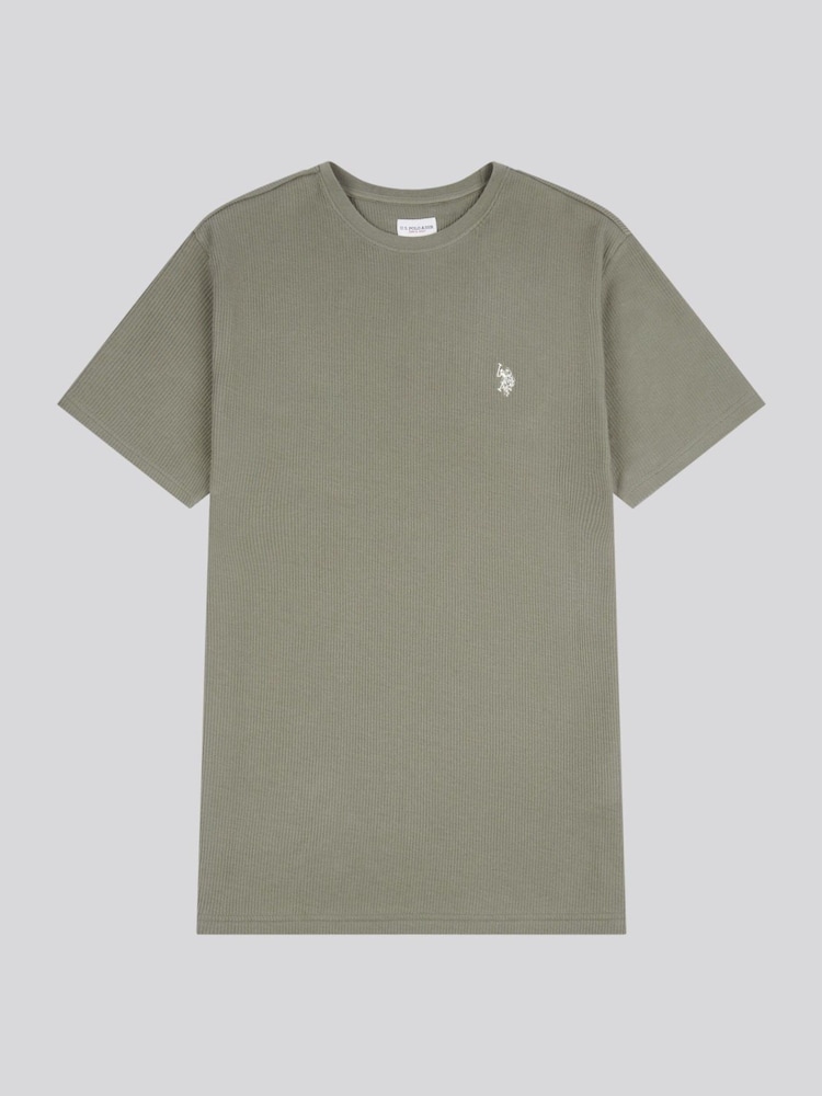 U.S. Polo Assn Green Mens Vertical Texture 100% Cotton T-Shirt - Image 6 of 8