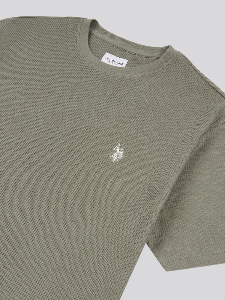 U.S. Polo Assn Green Mens Vertical Texture 100% Cotton T-Shirt - Image 8 of 8 U.S. Polo Assn Green Mens Vertical Texture 100% Cotton T-Shirt - Image 8 of 8