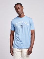 U.S. Polo Assn Dark Blue U.S. Polo Assn. Mens Signature 100% Cotton Arch Print White T-Shirt - Image 1 of 7