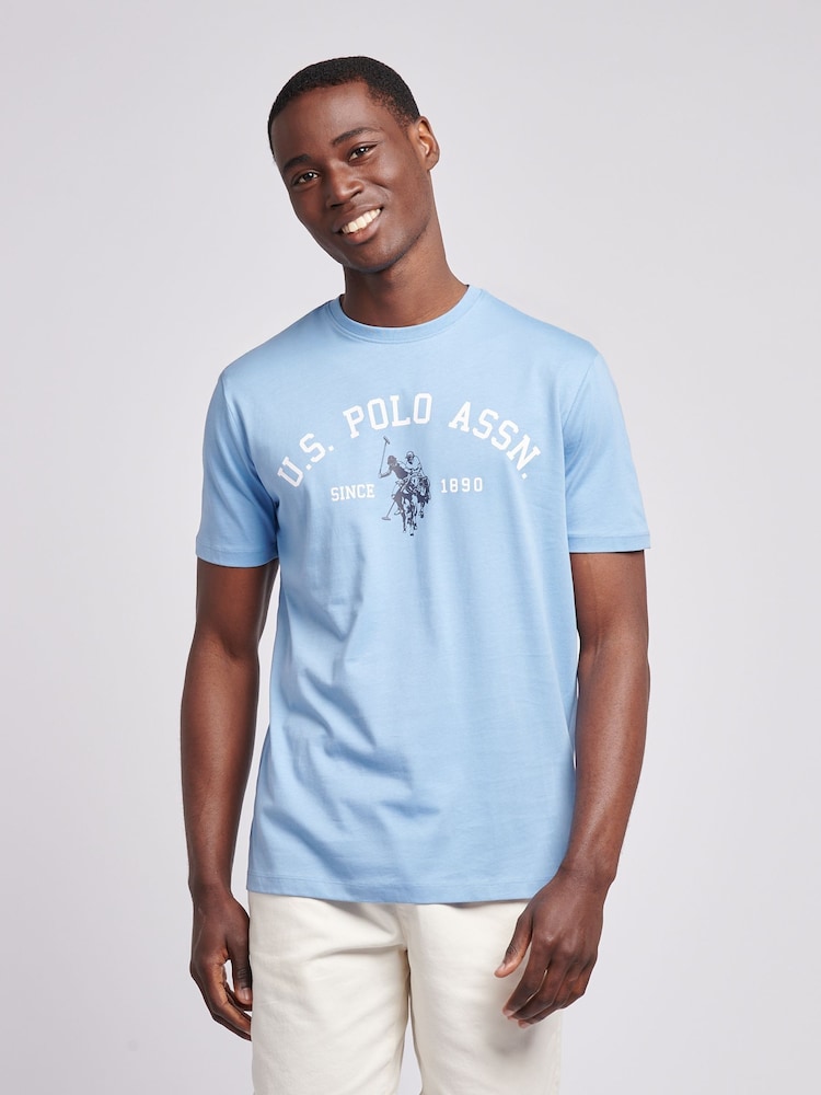 U.S. Polo Assn Dark Blue U.S. Polo Assn. Mens Signature 100% Cotton Arch Print White T-Shirt - Image 1 of 7
