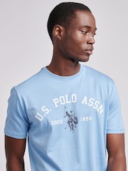U.S. Polo Assn Dark Blue U.S. Polo Assn. Mens Signature 100% Cotton Arch Print White T-Shirt - Image 4 of 7