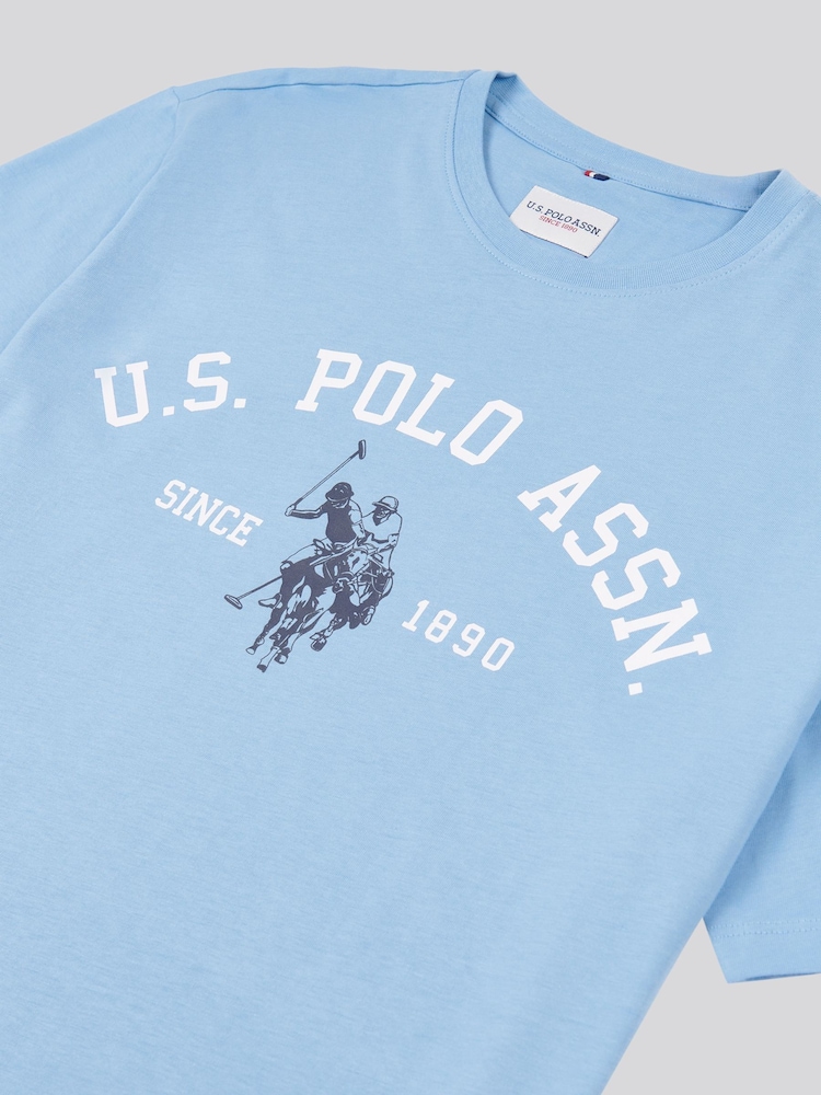 U.S. Polo Assn Dark Blue U.S. Polo Assn. Mens Signature 100% Cotton Arch Print White T-Shirt - Image 7 of 7