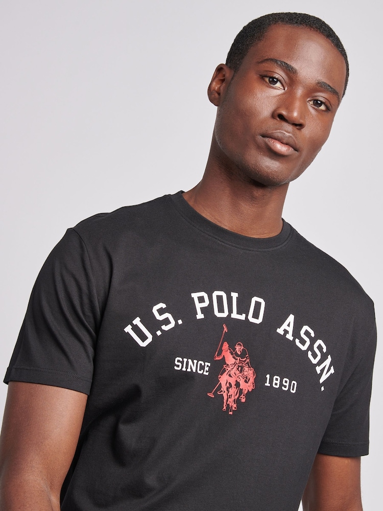 U.S. Polo Assn Black U.S. Polo Assn. Mens Signature 100% Cotton Arch Print White T-Shirt - Image 2 of 7