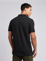Черный - U.S. Polo Assn Mens Stripe Textured Zip Polo Shirt - Image 4 of 7
