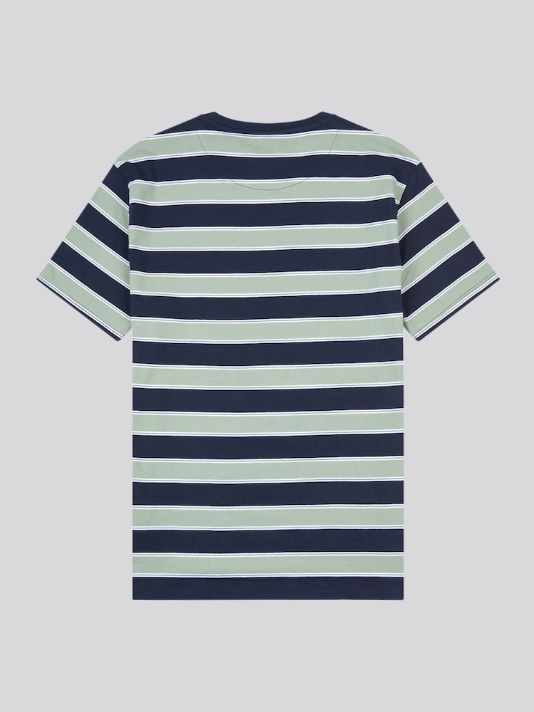 أزرق - U.S. Polo Assn. Mens Stripe Double Horsemen 100% Cotton T-Shirt - صورة 2 من 3