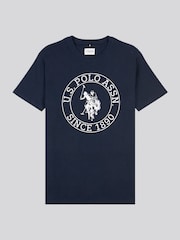 modra - ZDA Polo Assn. Moška majica USPA Circle Print 100% Cotton T-Shirt - Slika 1 iz 3