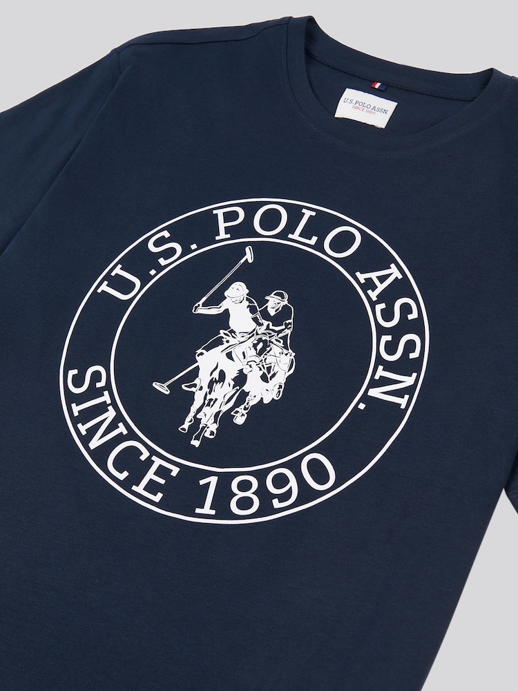 modra - ZDA Polo Assn. Moška majica USPA Circle Print 100% Cotton T-Shirt - Slika 3 iz 3