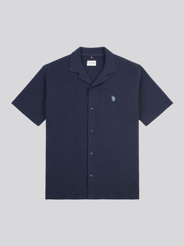 U.S. Polo Assn. Mens Waffle Texture Revere Polo Shirt - صورة 1 من 3