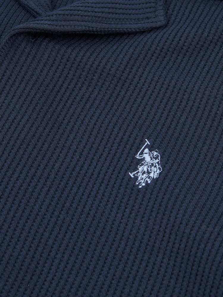 U.S. Polo Assn. Mens Waffle Texture Revere Polo Shirt - صورة 3 من 3