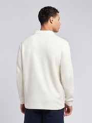 U.S. Polo Assn. Cream Mens Waffle Texture Open Collar Long Sleeve Polo Shirt - Image 4 of 7