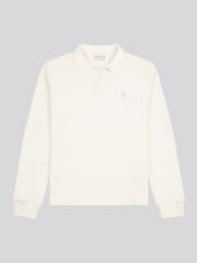 U.S. Polo Assn. Cream Mens Waffle Texture Open Collar Long Sleeve Polo Shirt - Image 5 of 7
