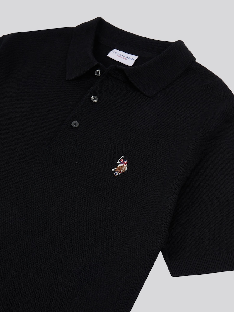 أسود - من U.S. Polo Assn. قميص بولو قطن ممشط 100% للرجال - صورة 7 من 7