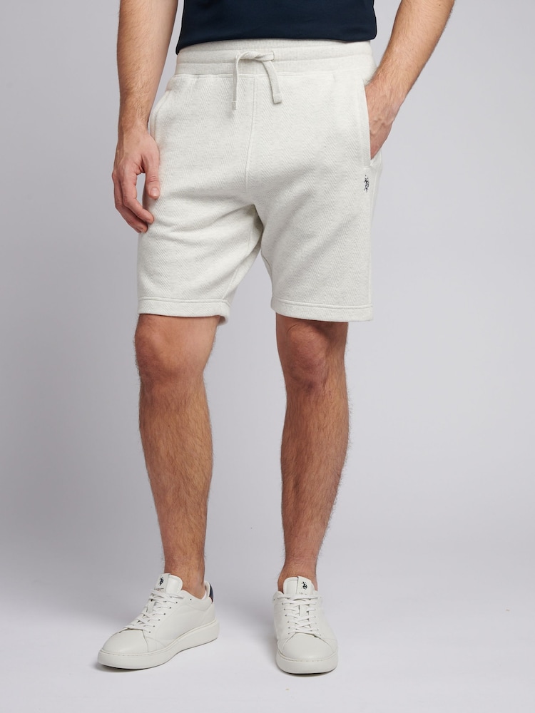 U.S. Polo Assn. Grey Mens Double Horsemen Herringbone Sweat Shorts - Image 1 of 7
