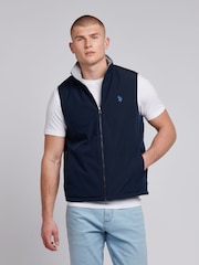 U.S. Polo Assn. Blue Mens Reversible Clean Front Jersey Lined Gilet - Image 1 of 12