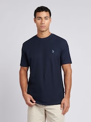Синий - U.S. Polo Assn Mens Vertical Texture 100% Cotton T-Shirt - Image 1 of 8