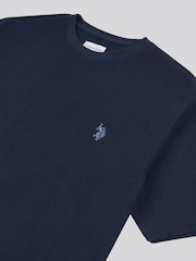 Синий - U.S. Polo Assn Mens Vertical Texture 100% Cotton T-Shirt - Image 8 of 8