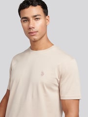 Бежевый - U.S. Polo Assn. Mens Regular Fit Double Horsemen 100% Cotton T-Shirt - Image 2 of 8
