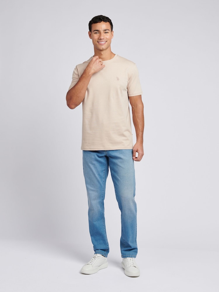 U.S. Polo Assn. Natural Mens Regular Fit Double Horsemen 100% Cotton T-Shirt - Image 3 of 8