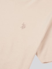 Бежевый - U.S. Polo Assn. Mens Regular Fit Double Horsemen 100% Cotton T-Shirt - Image 8 of 8