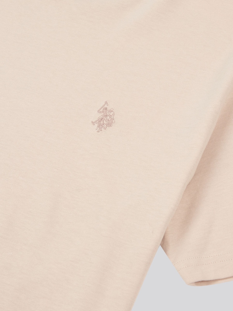 Бежевый - U.S. Polo Assn. Mens Regular Fit Double Horsemen 100% Cotton T-Shirt - Image 8 of 8