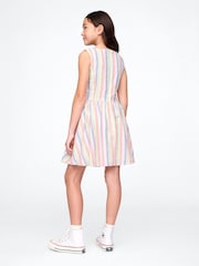 Gap Multi/Cream Linen-Cotton Striped Dress (4-13yrs) - Image 2 of 4