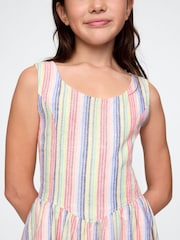 Gap Multi/Cream Linen-Cotton Striped Dress (4-13yrs) - Image 3 of 4