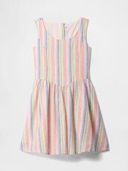 Gap Multi/Cream Linen-Cotton Striped Dress (4-13yrs) - Image 4 of 4