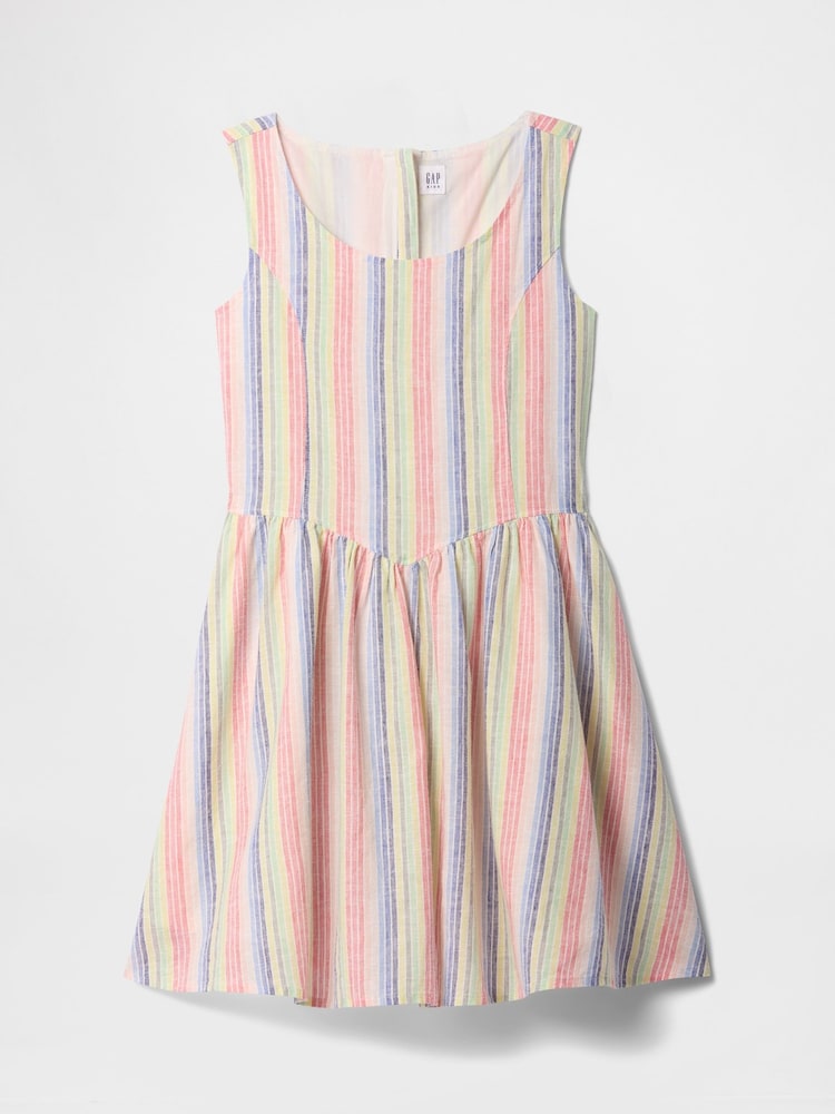 Gap Multi/Cream Linen-Cotton Striped Dress (4-13yrs) - Image 4 of 4