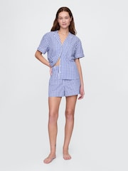 Azul - Pantalones cortos de popelina de algodón de cuadros de Gap - Imagen 1 de 4