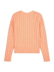 U.S. Polo Assn. Orange Womens V-Neck Cable Knit Jumper - Image 6 of 7