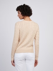 U.S. Polo Assn Natural Womens Viscose Blend Crew Neck Cable Jumper - Image 4 of 4
