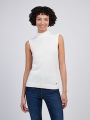 U.S. Polo Assn Cream Womens Mock Neck Sleeveless Knit Jumper - Image 1 of 7