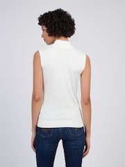 U.S. Polo Assn Cream Womens Mock Neck Sleeveless Knit Jumper - Image 2 of 7