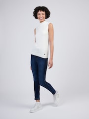 U.S. Polo Assn Cream Womens Mock Neck Sleeveless Knit Jumper - Image 3 of 7