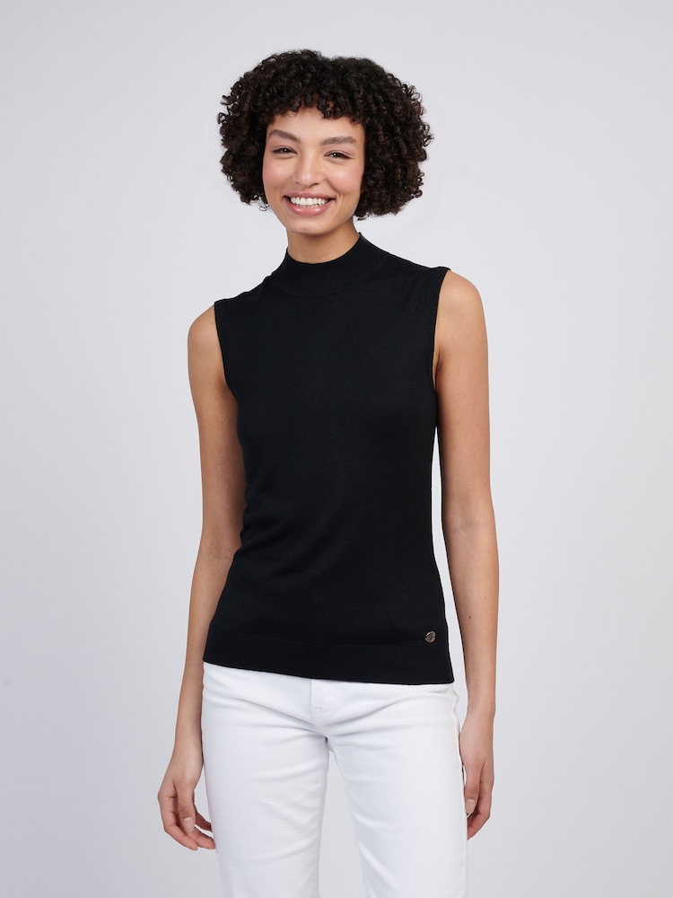 U.S. Polo Assn Black Womens Mock Neck Sleeveless Knit Jumper - Image 1 of 7