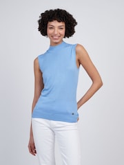 U.S. Polo Assn Blue Womens Mock Neck Sleeveless Knit Jumper - Image 1 of 7