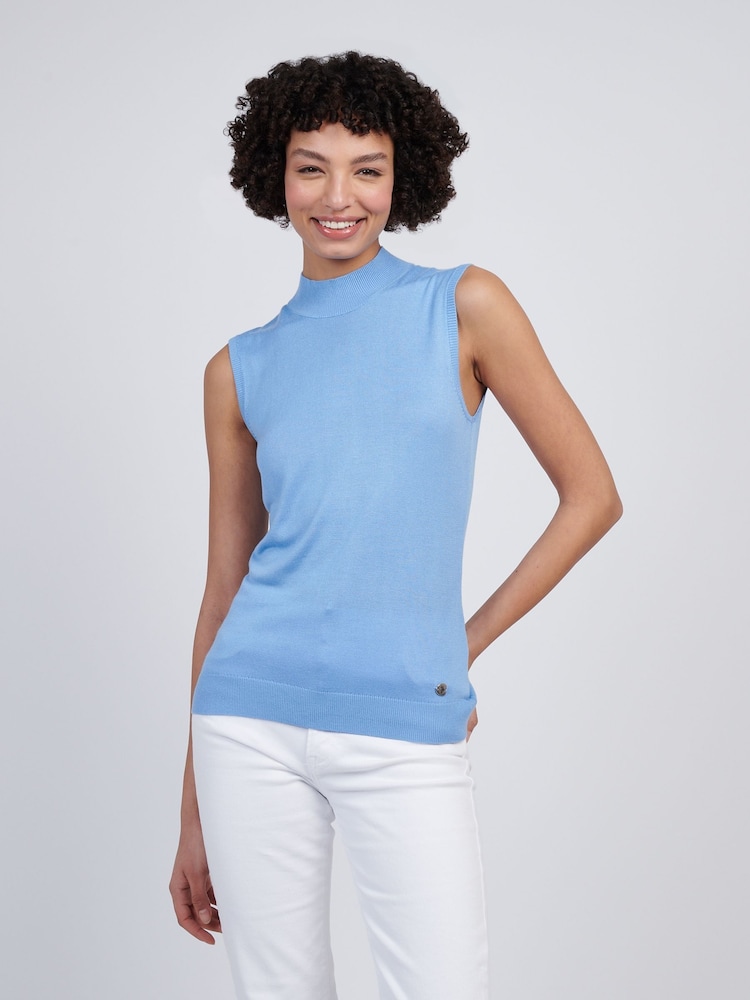 U.S. Polo Assn Blue Womens Mock Neck Sleeveless Knit Jumper - Image 1 of 7